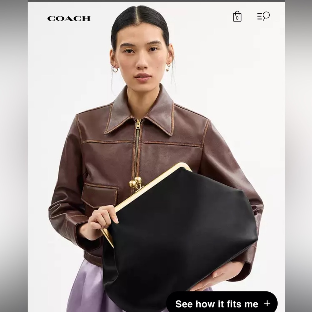 Coach Large Oversized Kisslock Frame Bag- Black